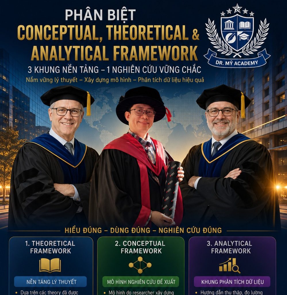 PHÂN BIỆT CONCEPTUAL FRAMEWORK, THEORETICAL FRAMEWORK & ANALYTICAL FRAMEWORK TRONG NGHIÊN CỨU DBA/PhD